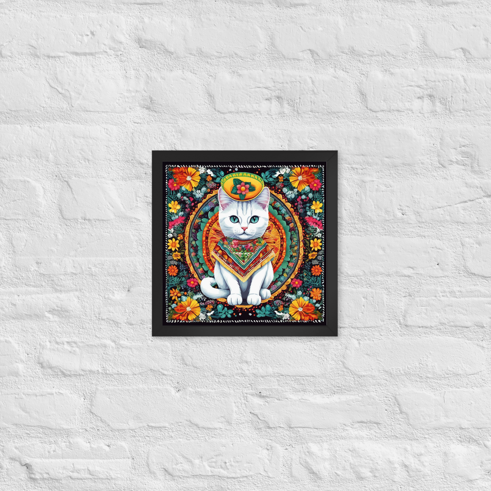 PugMug Custom White Companion Cat Framed Print