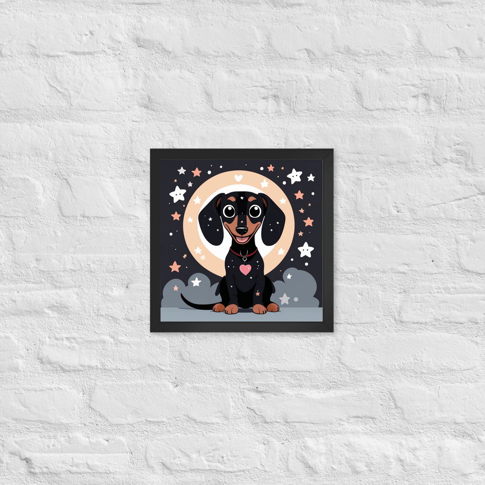 PugMug Custom Black Dachshund Framed Print