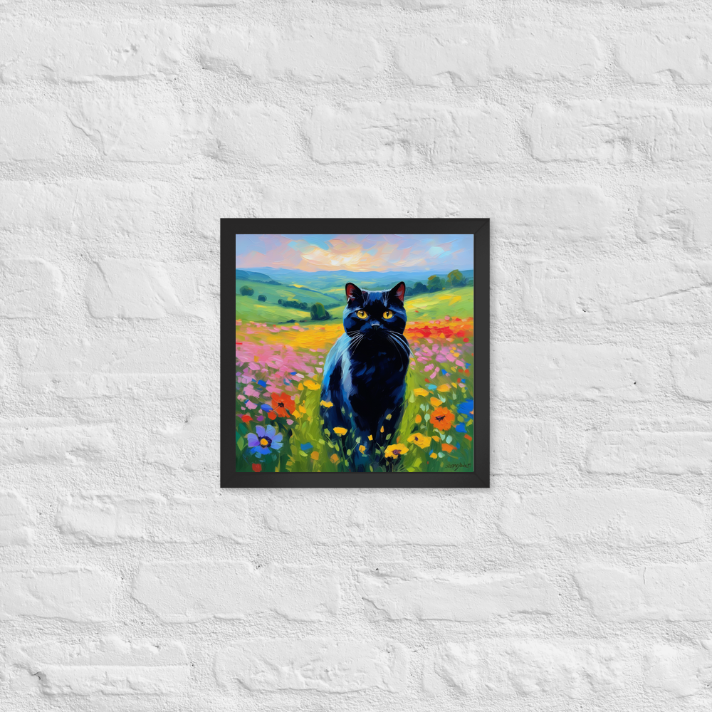 PugMug Custom Black Scottish Fold Cat Framed Print