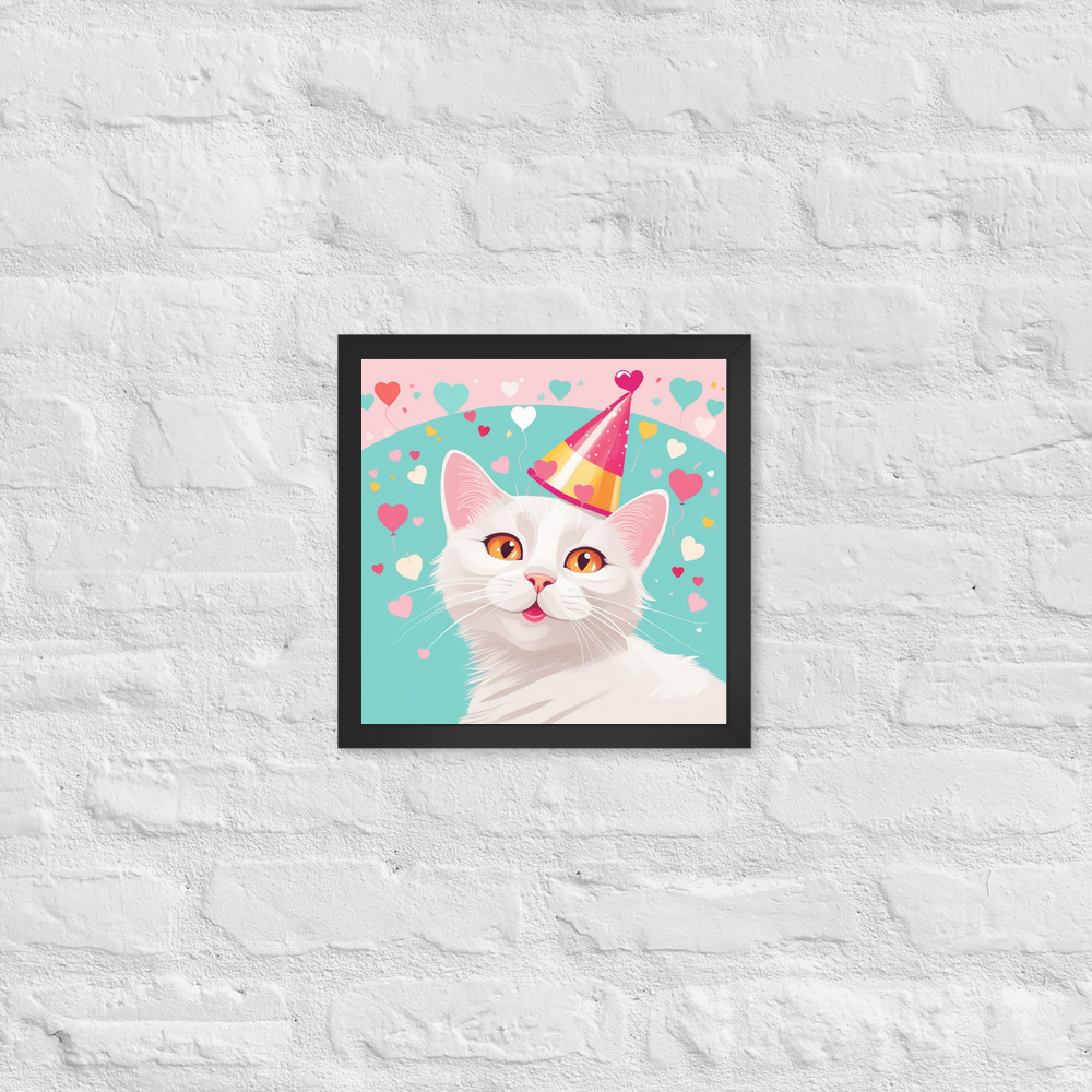 PugMug Custom White Companion Cat Framed Print