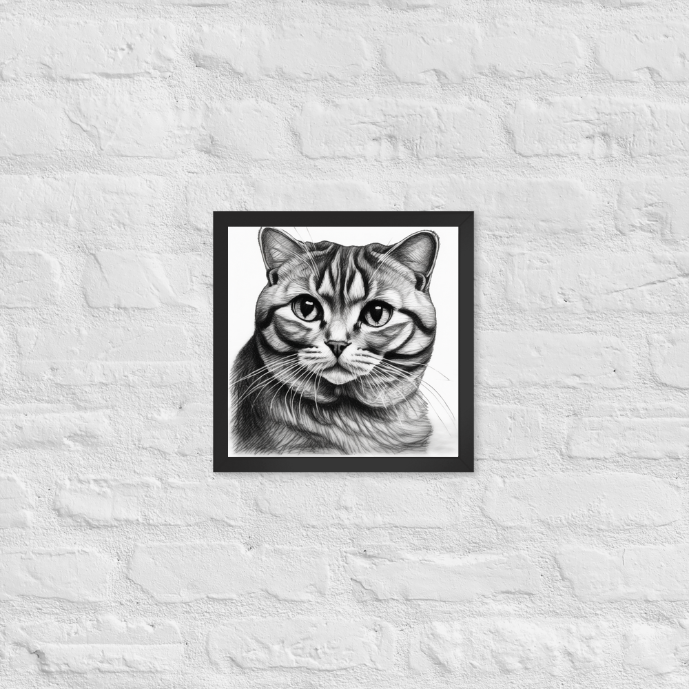 PugMug Custom Tabby Scottish Fold Cat Framed Print