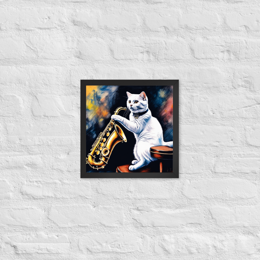 PugMug Custom White Scottish Fold Cat Framed Print