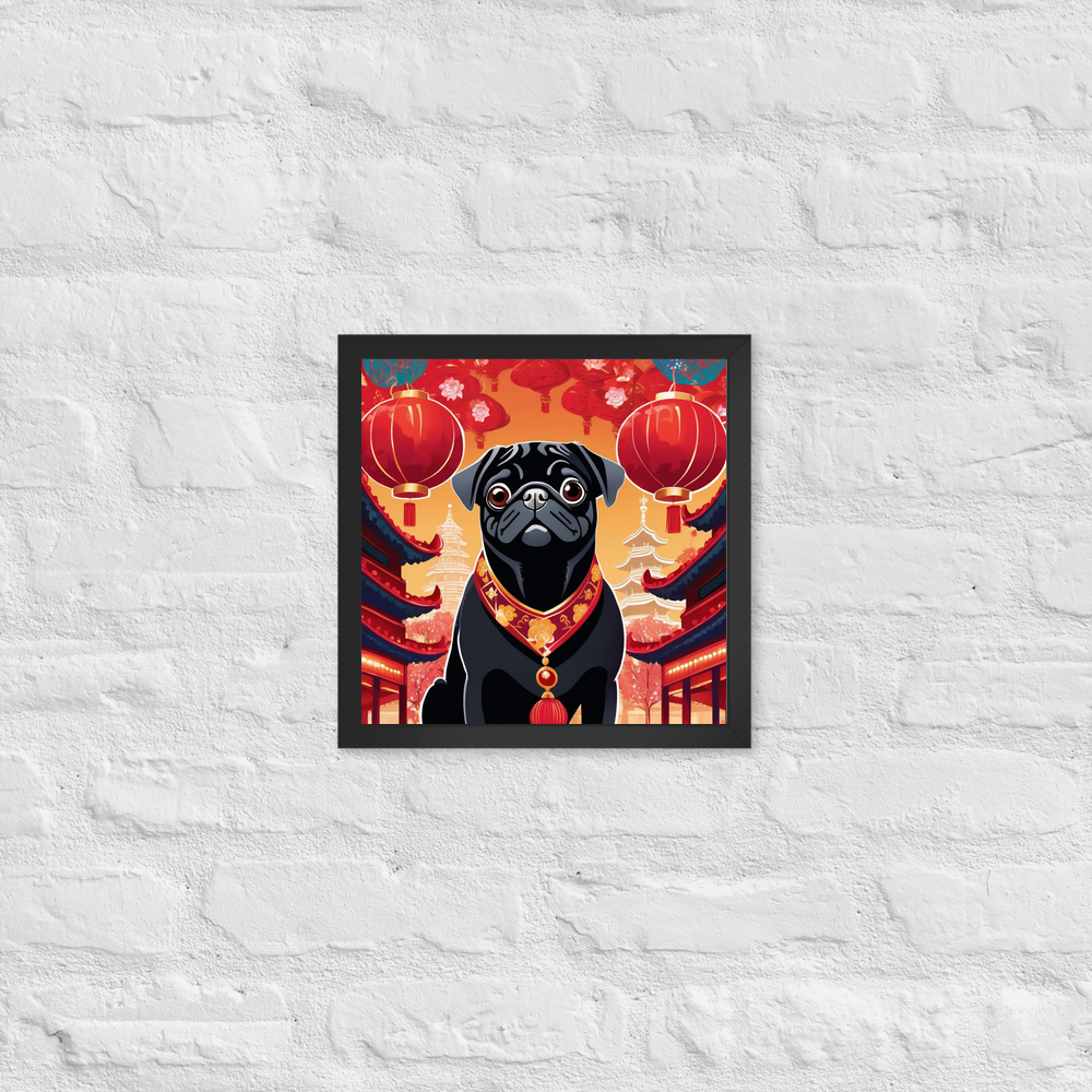 PugMug Custom Black Pug Framed Print