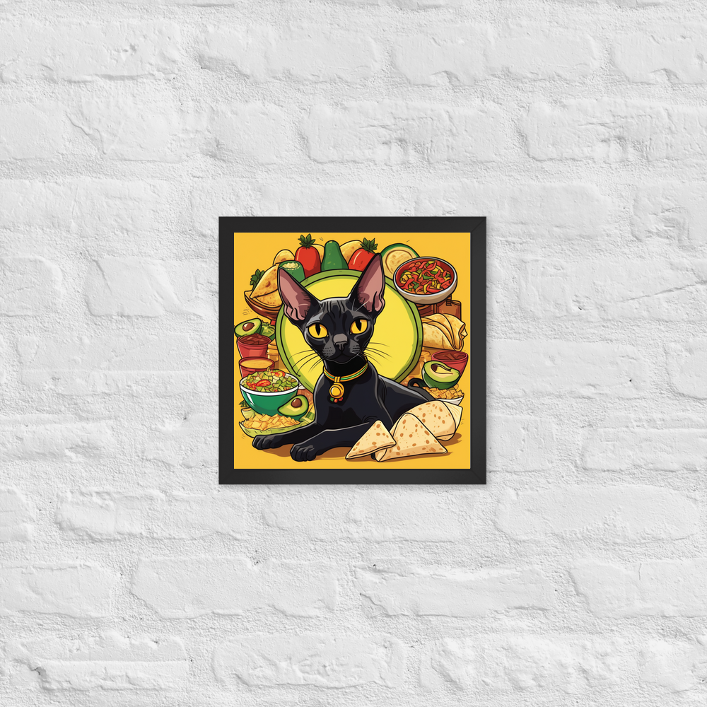 PugMug Custom Black Sphynx Cat Framed Print