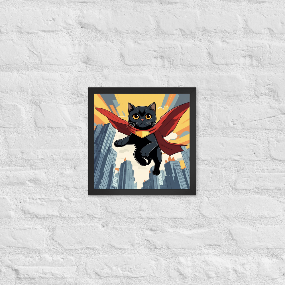 PugMug Custom Black Scottish Fold Cat Framed Print