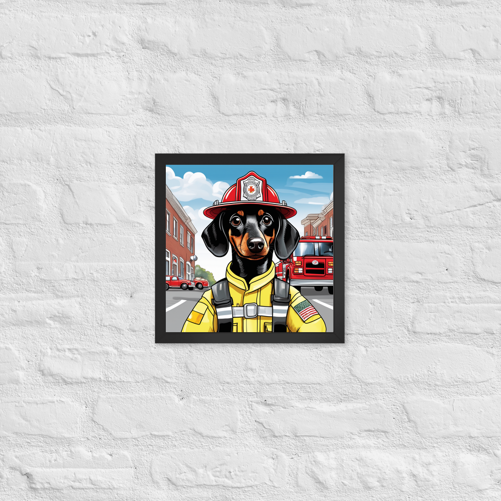 PugMug Custom Black Dachshund Framed Print