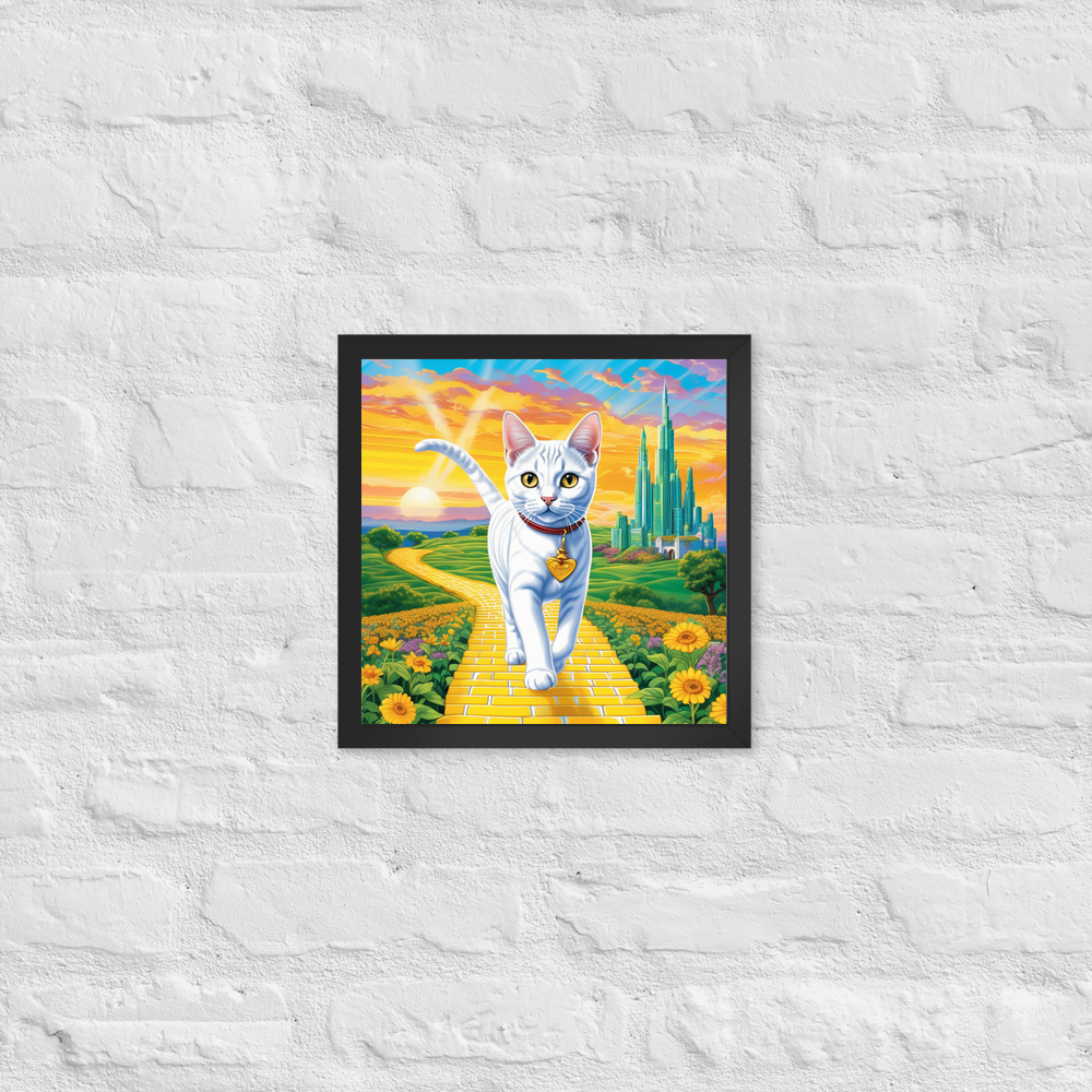PugMug Custom White American Shorthair Cat Framed Print