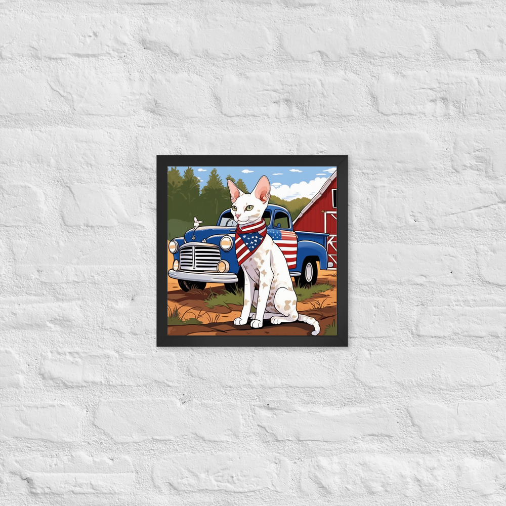 PugMug Custom White Devon Rex Cat Framed Print