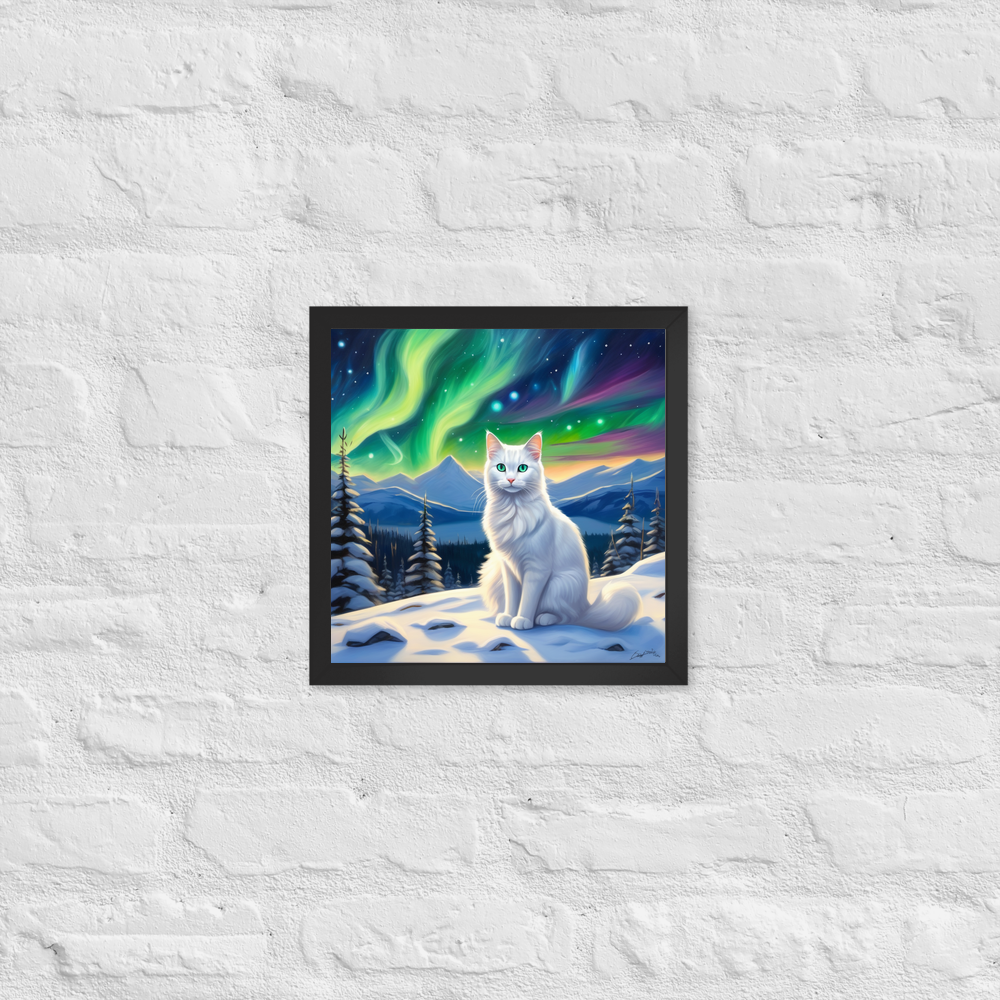 PugMug Custom White Companion Cat Framed Print