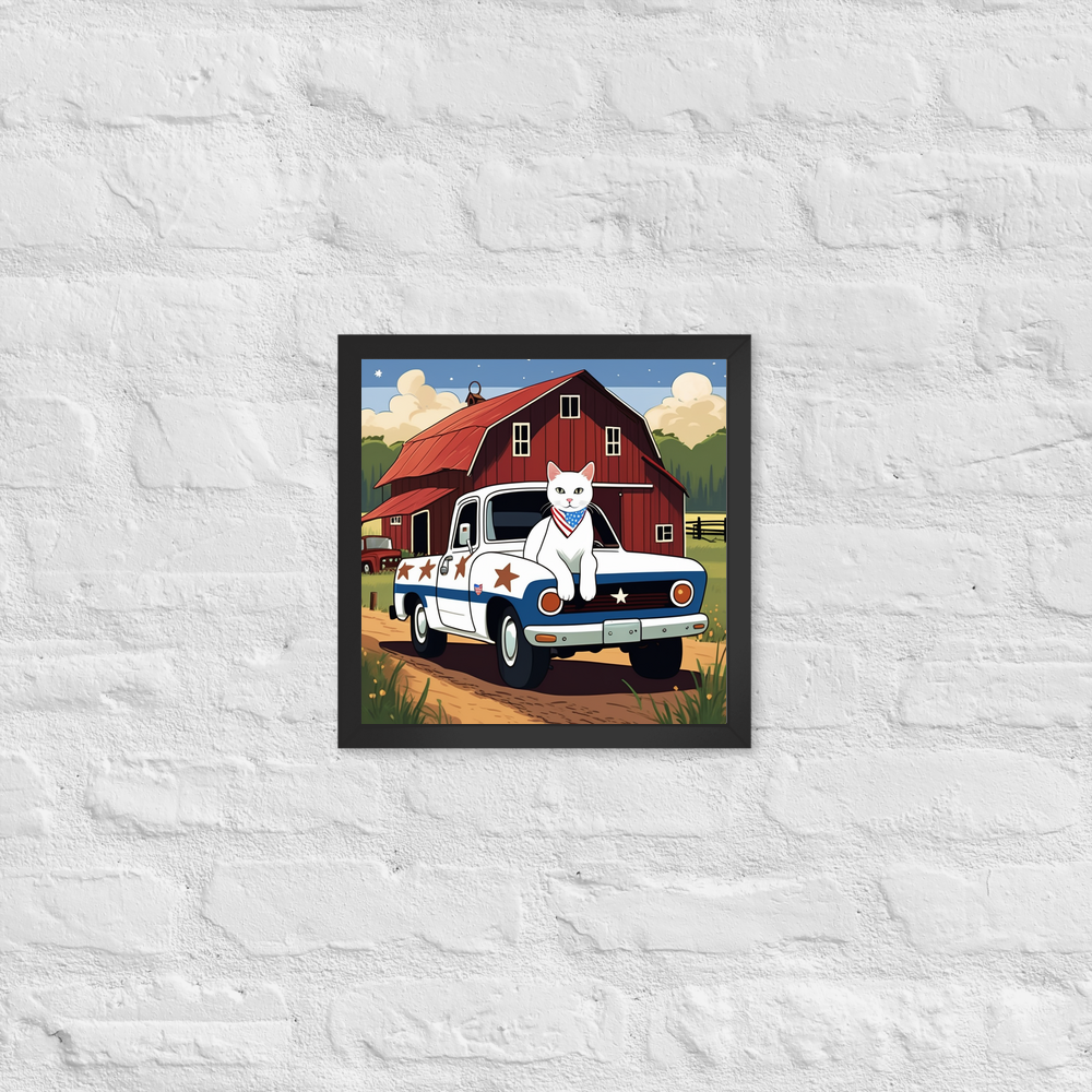 PugMug Custom White Companion Cat Framed Print