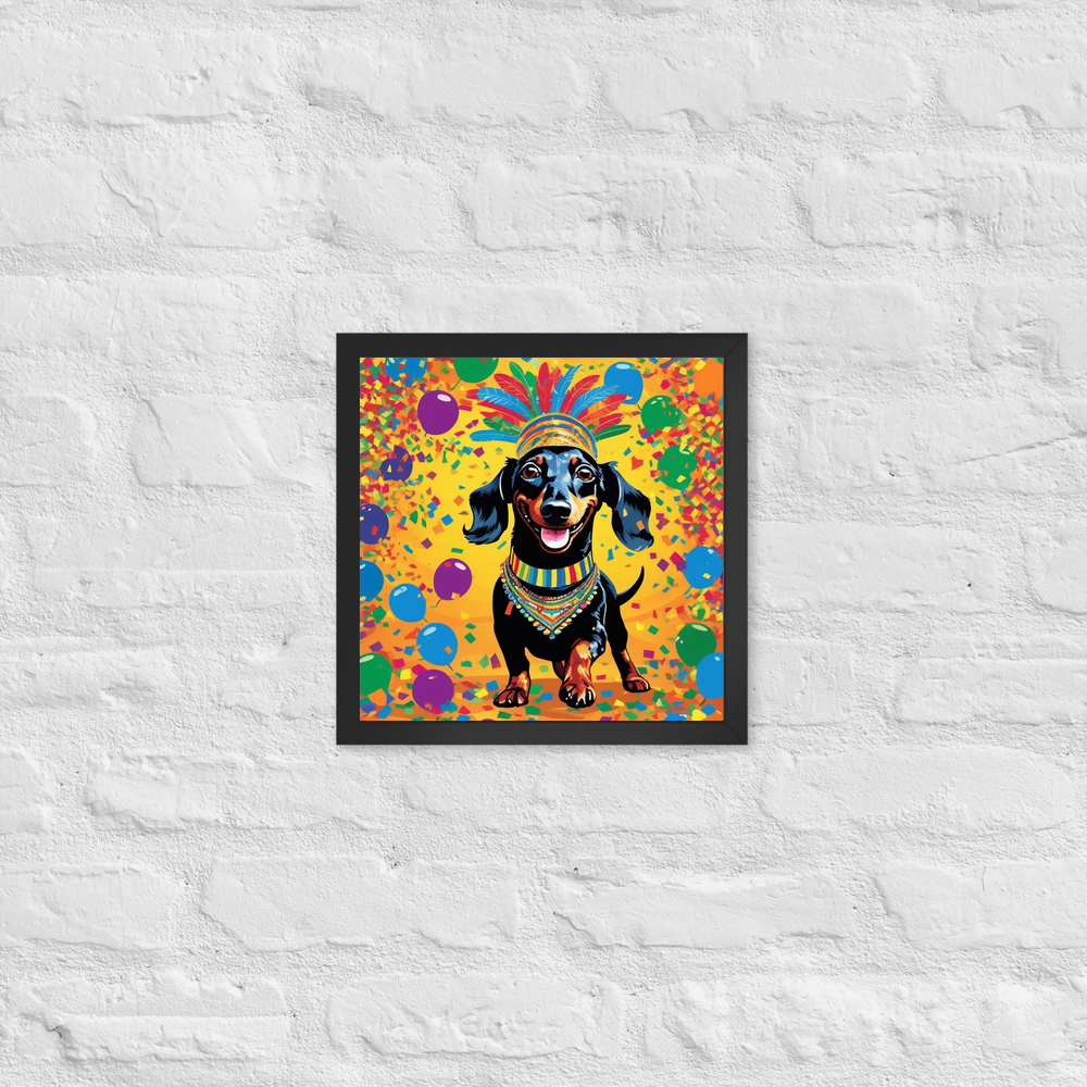 PugMug Custom Black Dachshund Framed Print