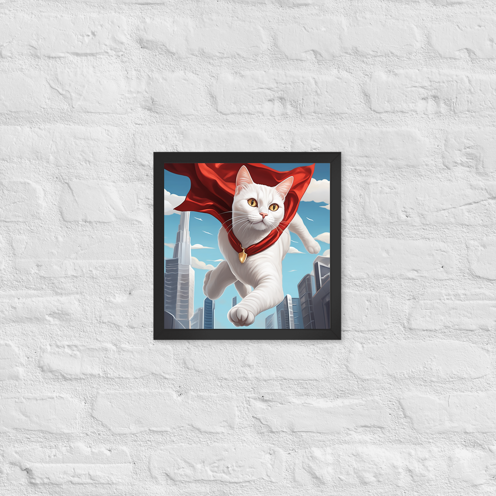 PugMug Custom White Companion Cat Framed Print