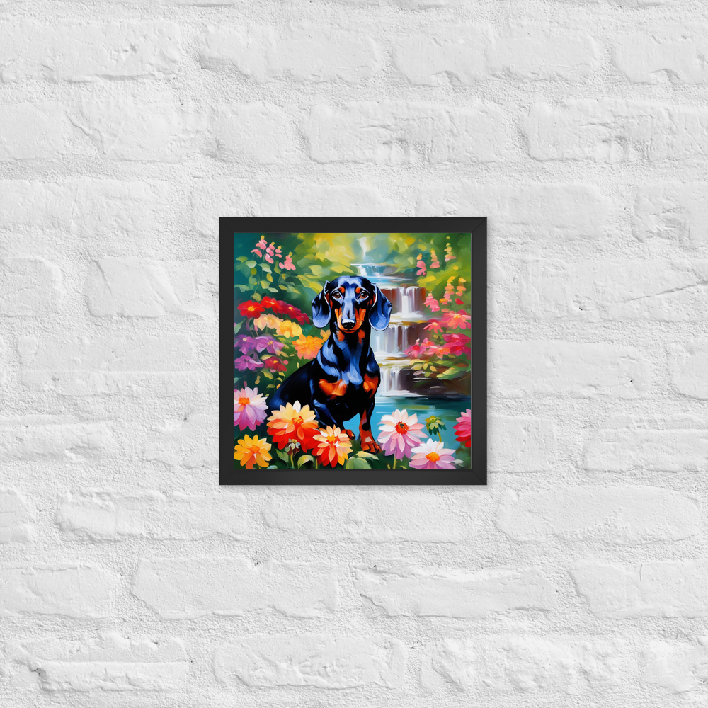 PugMug Custom Black Dachshund Framed Print