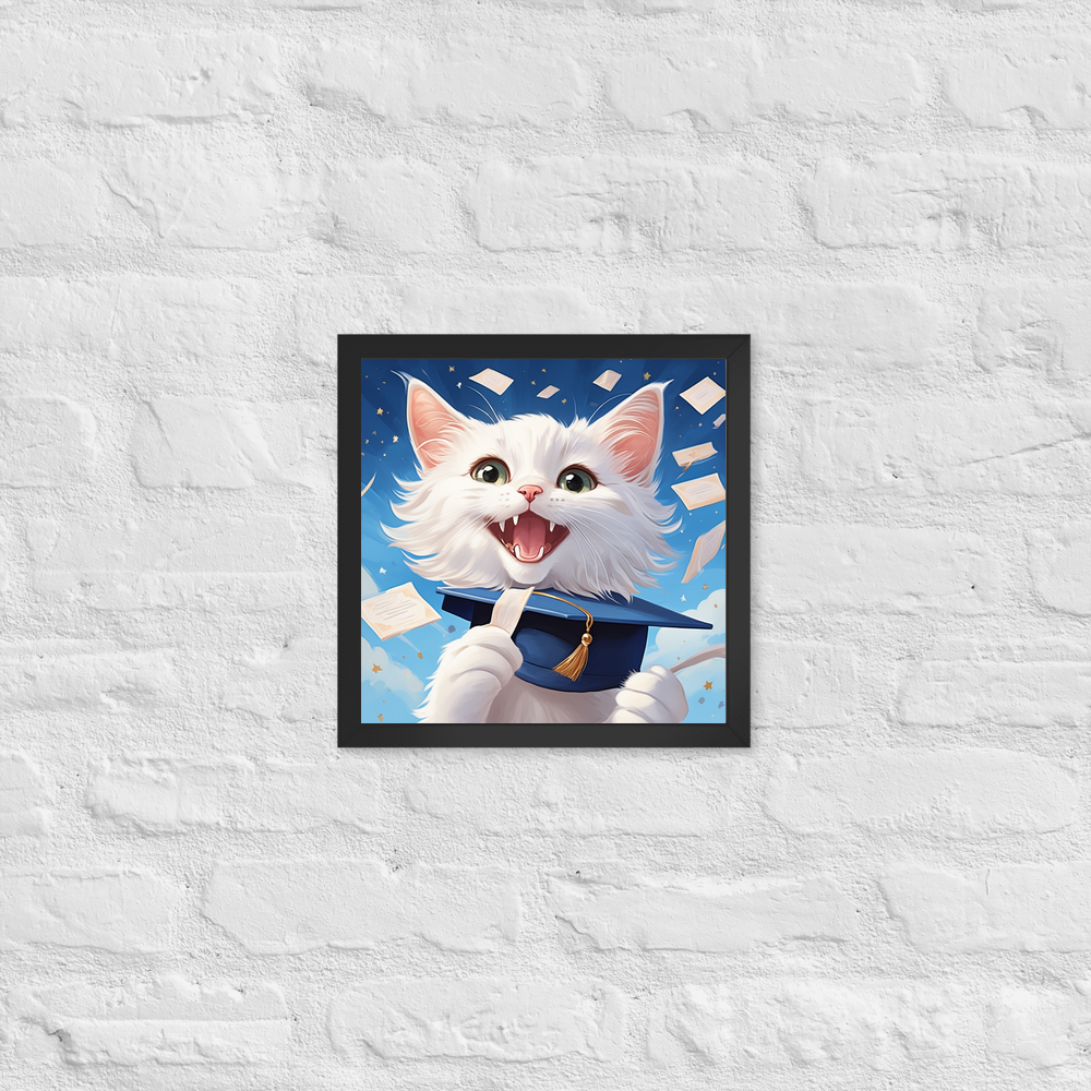 PugMug Custom White Companion Cat Framed Print