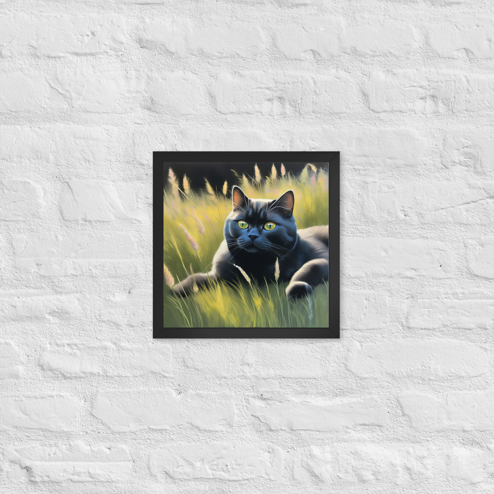 PugMug Custom Black British Shorthair Cat Framed Print