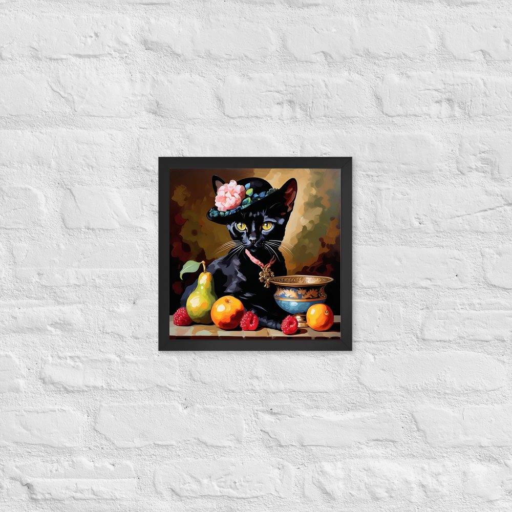 PugMug Custom Black Devon Rex Cat Framed Print
