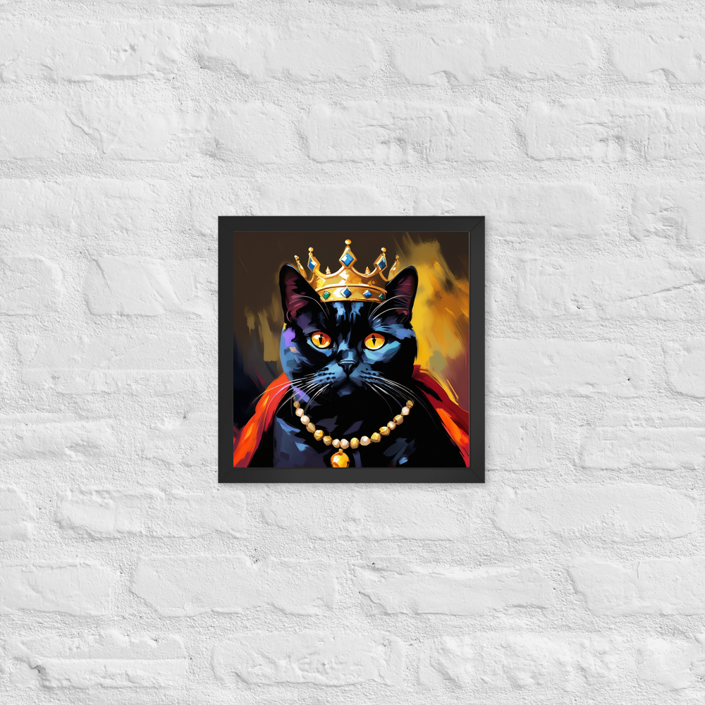 PugMug Custom Black British Shorthair Cat Framed Print
