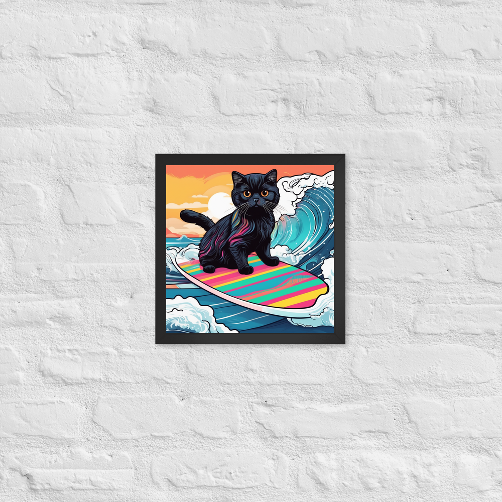 PugMug Custom Black Scottish Fold Cat Framed Print