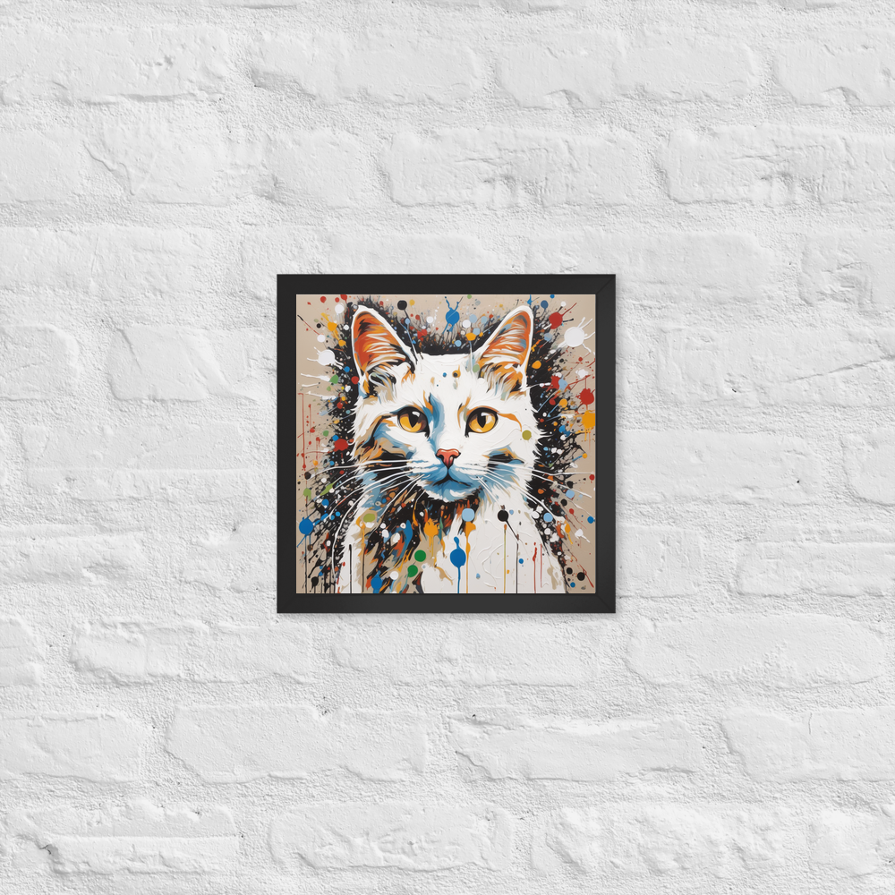 PugMug Custom White Companion Cat Framed Print