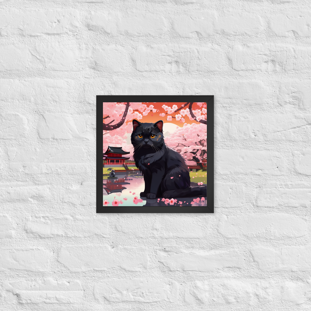 PugMug Custom Black Scottish Fold Cat Framed Print