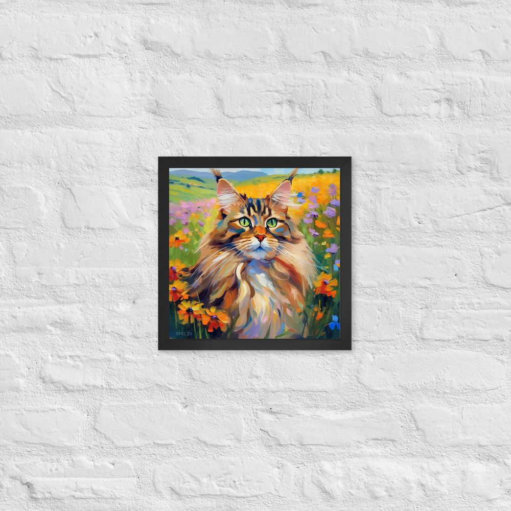 PugMug Custom Tabby Maine Coon Cat Framed Print