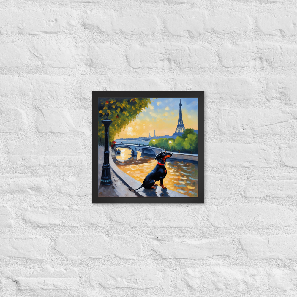 PugMug Custom Black Dachshund Framed Print