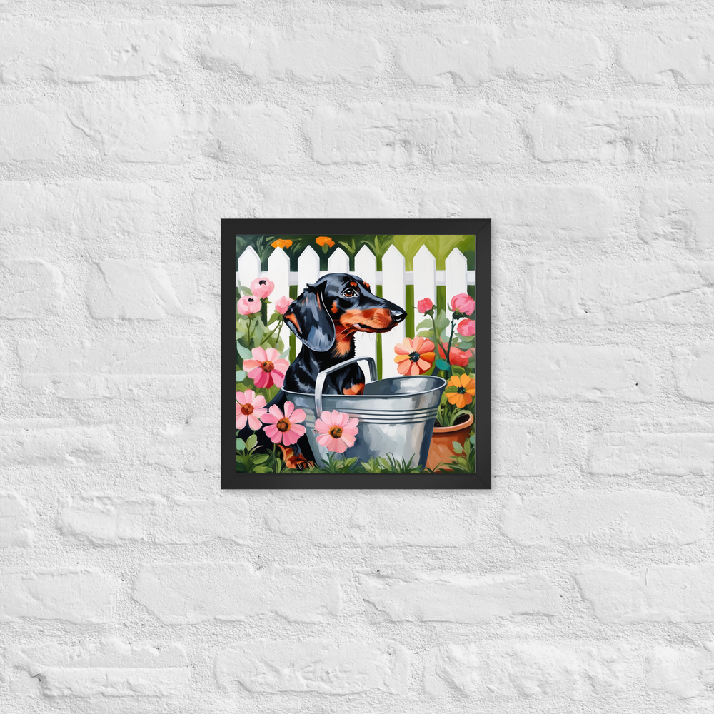 PugMug Custom Black Dachshund Framed Print