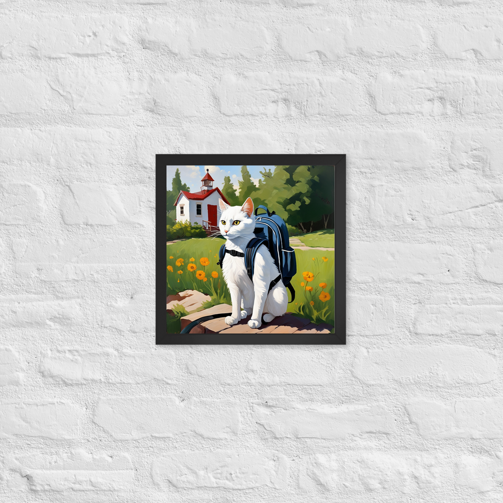 PugMug Custom White Companion Cat Framed Print