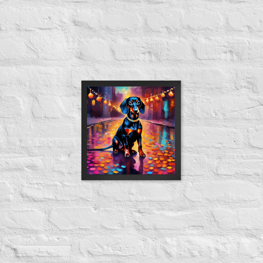PugMug Custom Black Dachshund Framed Print