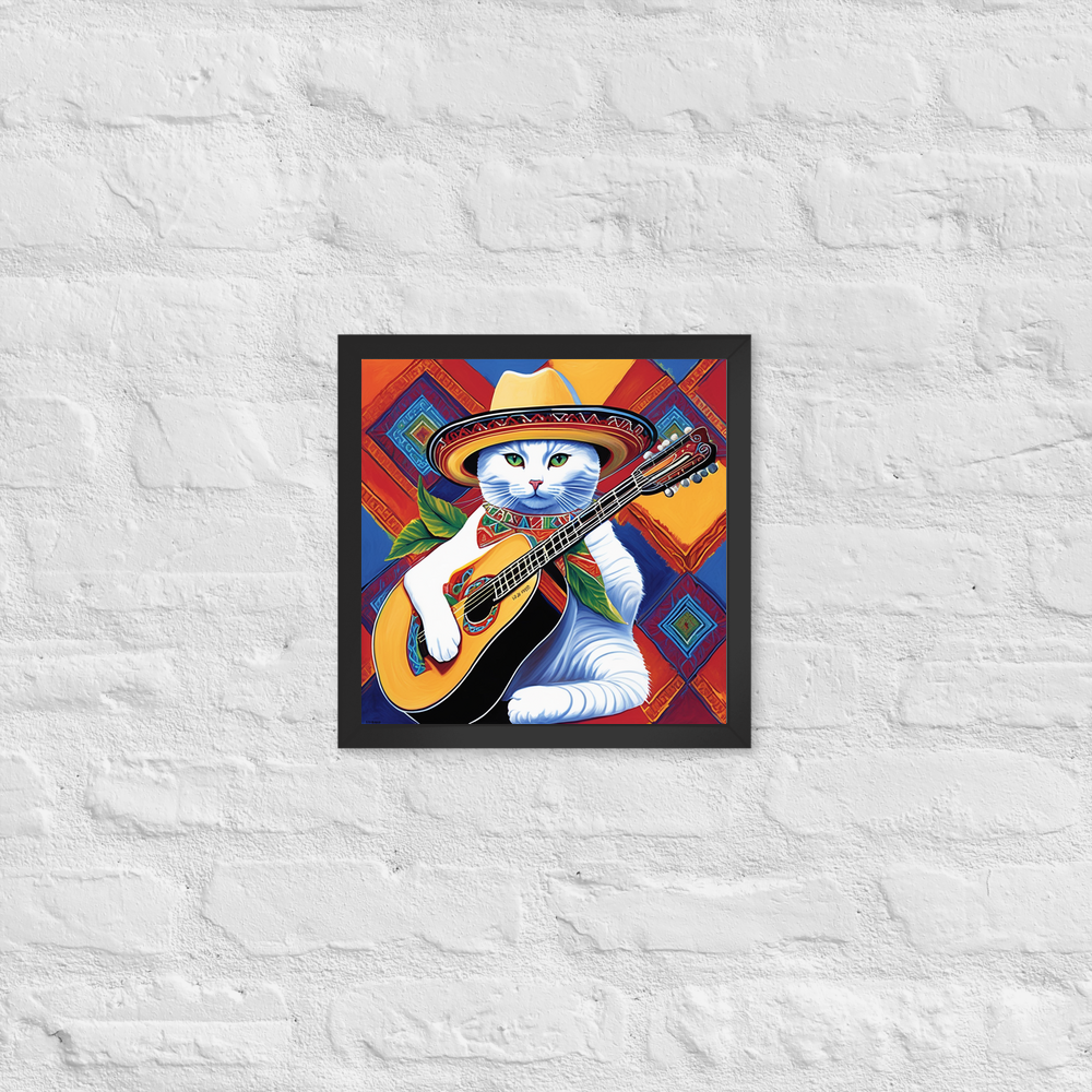 PugMug Custom White Companion Cat Framed Print