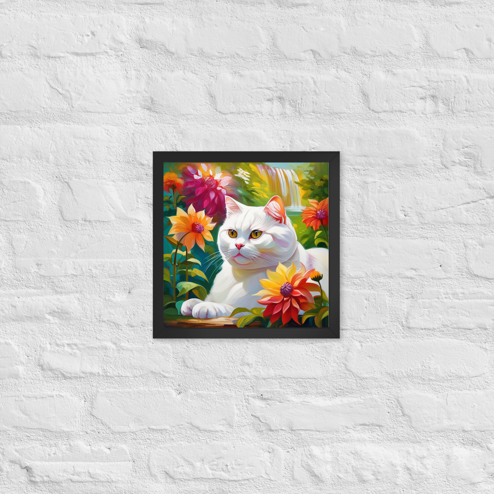 PugMug Custom White British Shorthair Cat Framed Print