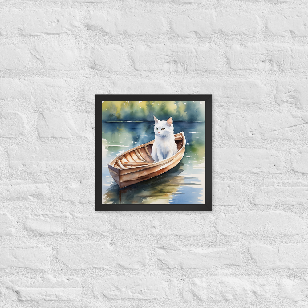 PugMug Custom White Companion Cat Framed Print