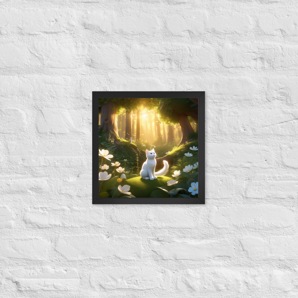 PugMug Custom White Companion Cat Framed Print