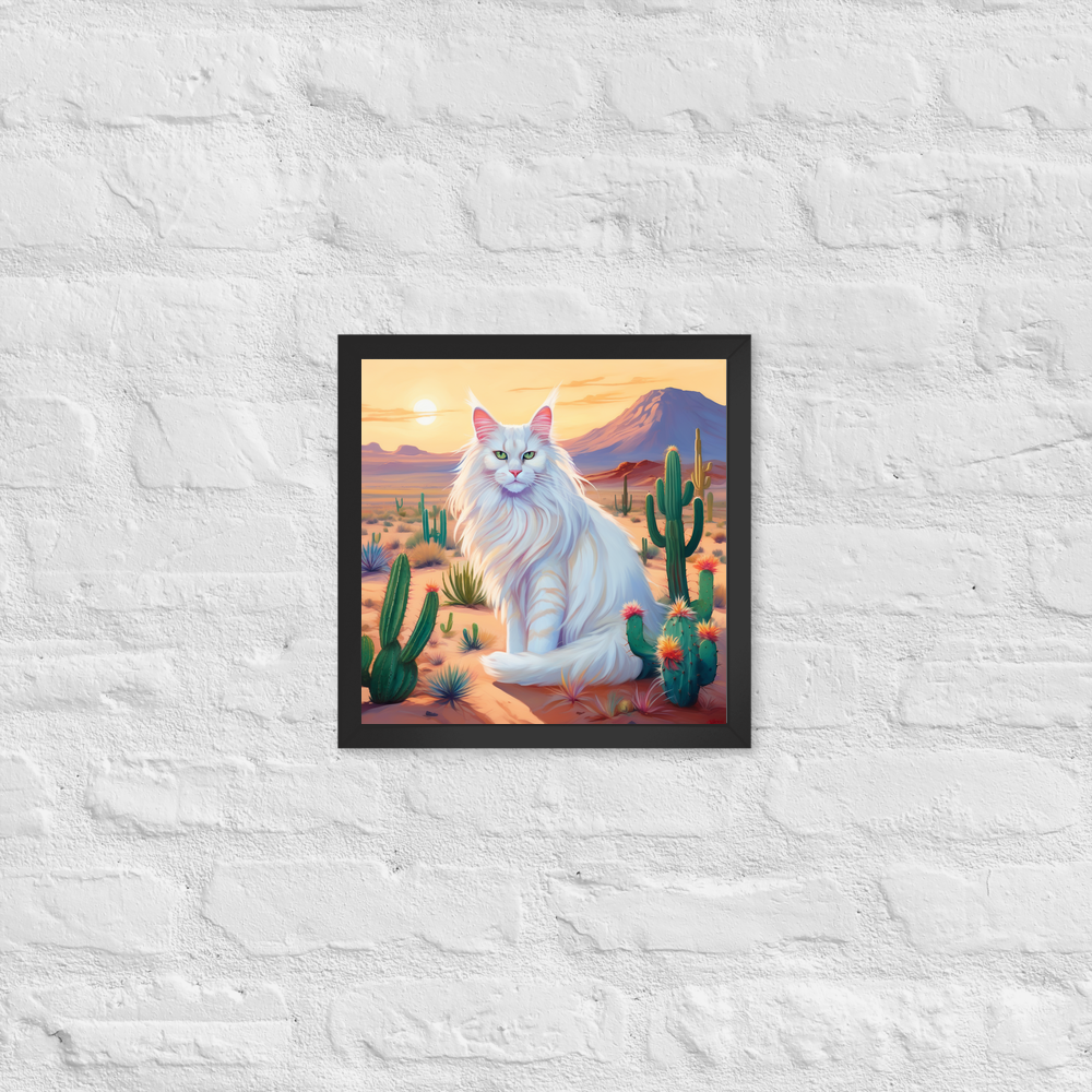PugMug Custom White Maine Coon Cat Framed Print