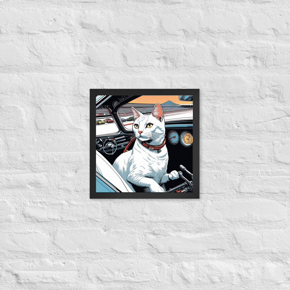 PugMug Custom White Companion Cat Framed Print
