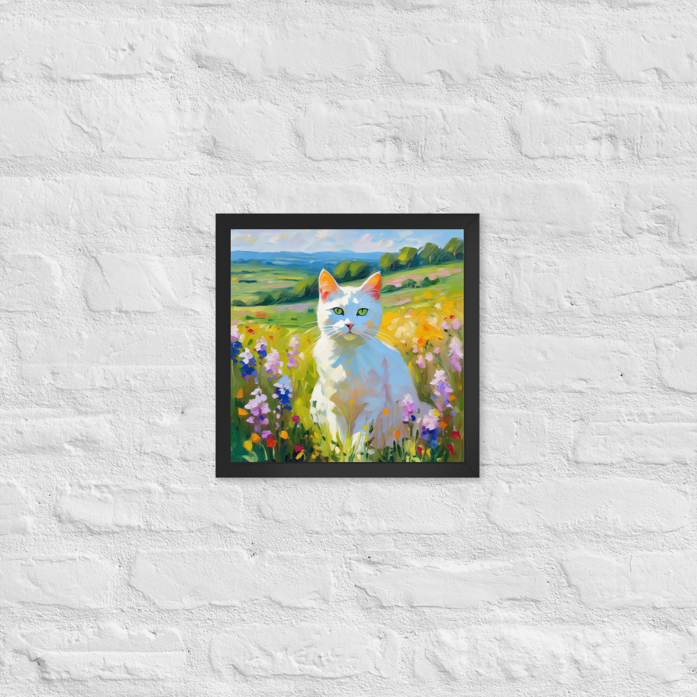 PugMug Custom White Companion Cat Framed Print