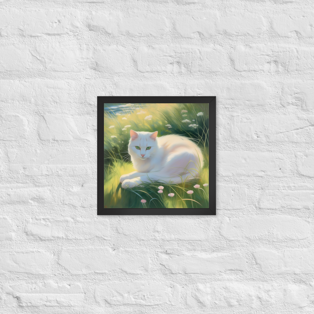 PugMug Custom White Companion Cat Framed Print