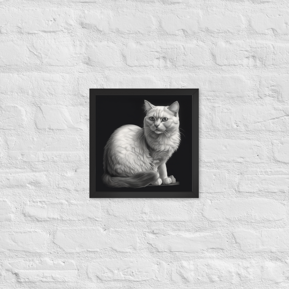 PugMug Custom White Companion Cat Framed Print