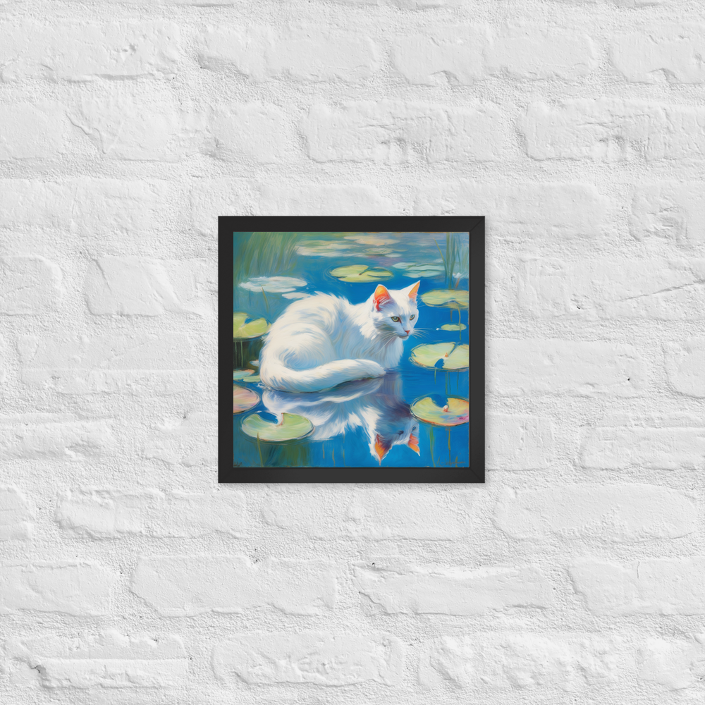 PugMug Custom White Companion Cat Framed Print