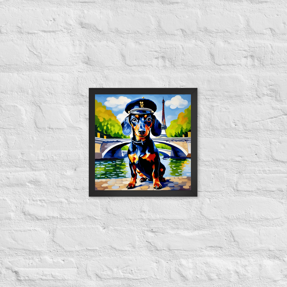 PugMug Custom Black Dachshund Framed Print