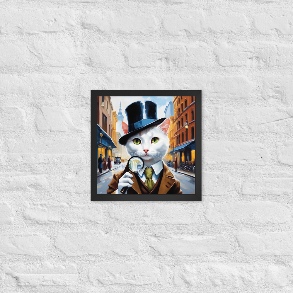 PugMug Custom White Companion Cat Framed Print