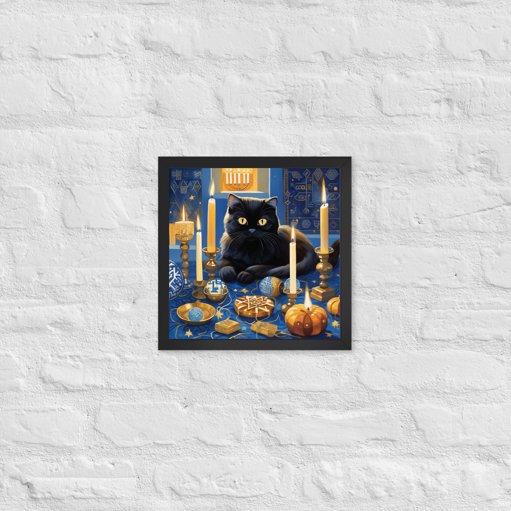 PugMug Custom Black Scottish Fold Cat Framed Print