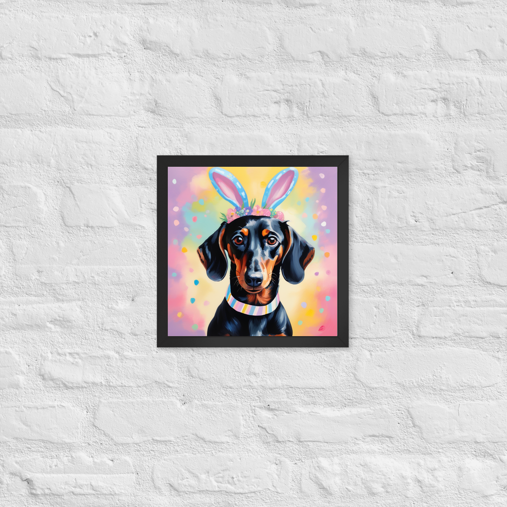 PugMug Custom Black Dachshund Framed Print