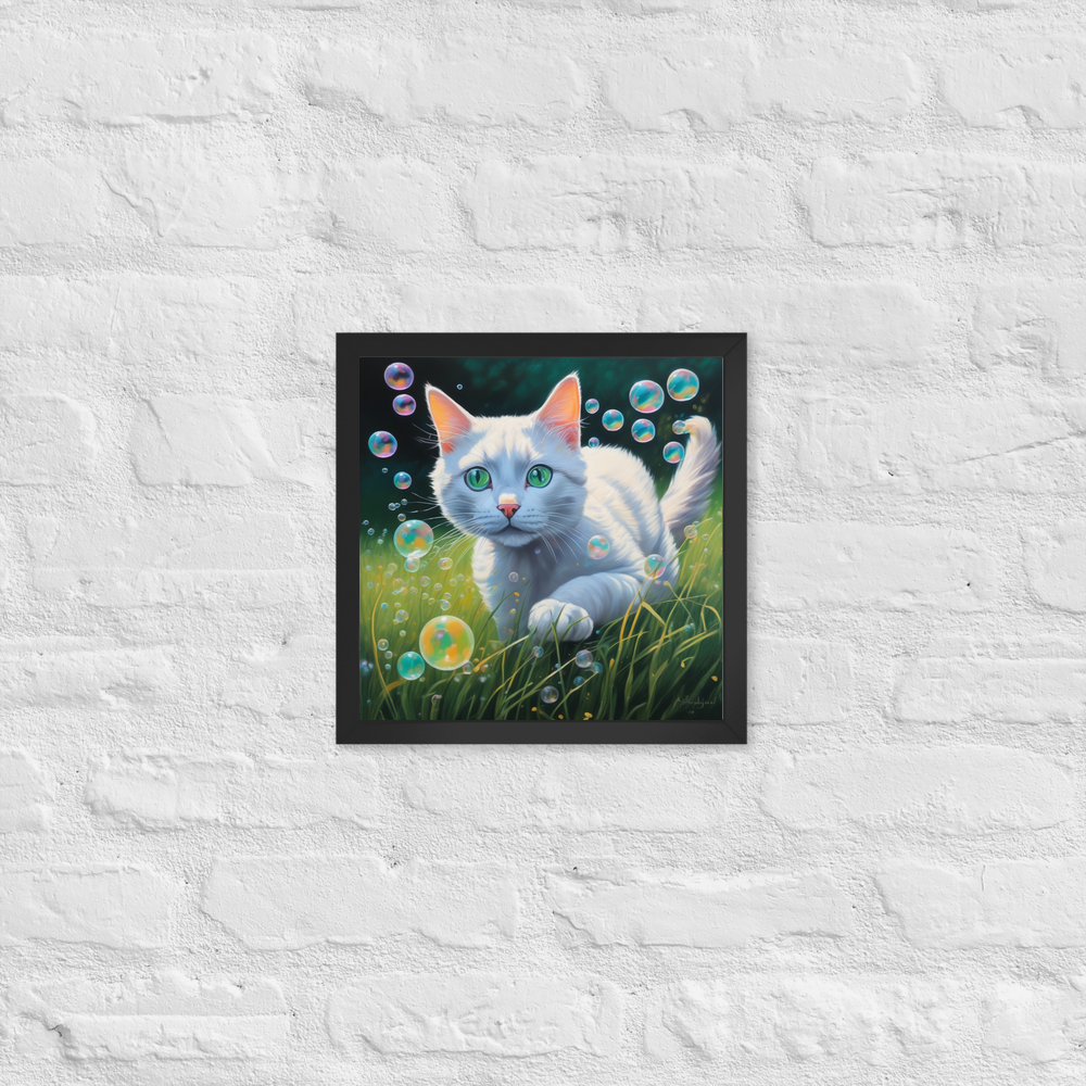 PugMug Custom White Companion Cat Framed Print