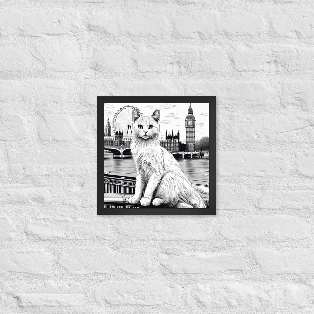 PugMug Custom White Companion Cat Framed Print