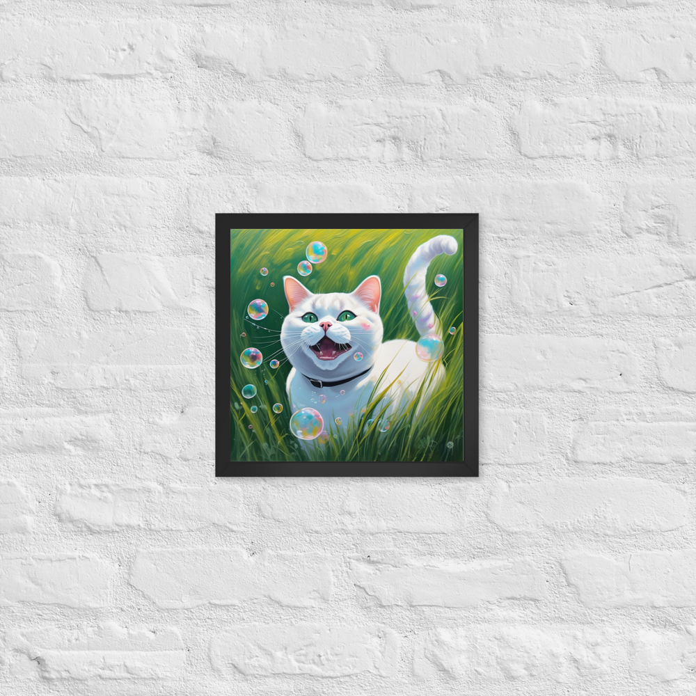 PugMug Custom White British Shorthair Cat Framed Print