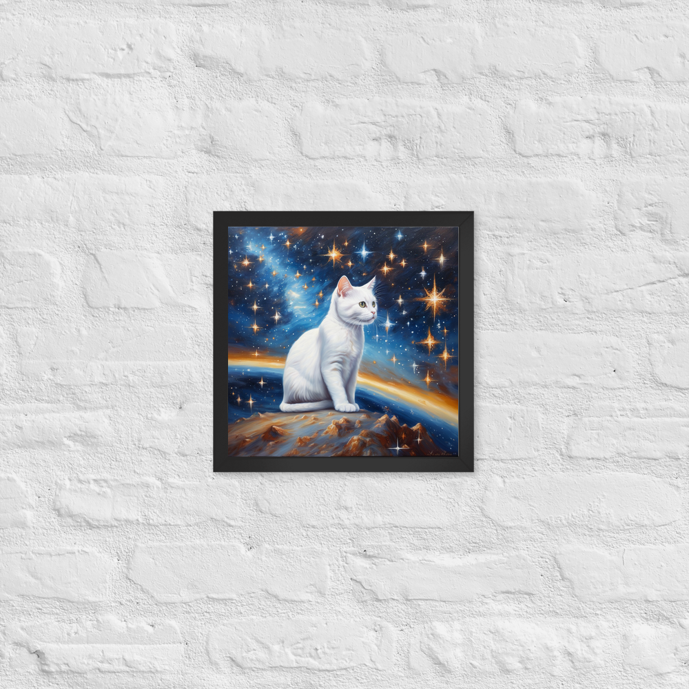 PugMug Custom White Companion Cat Framed Print