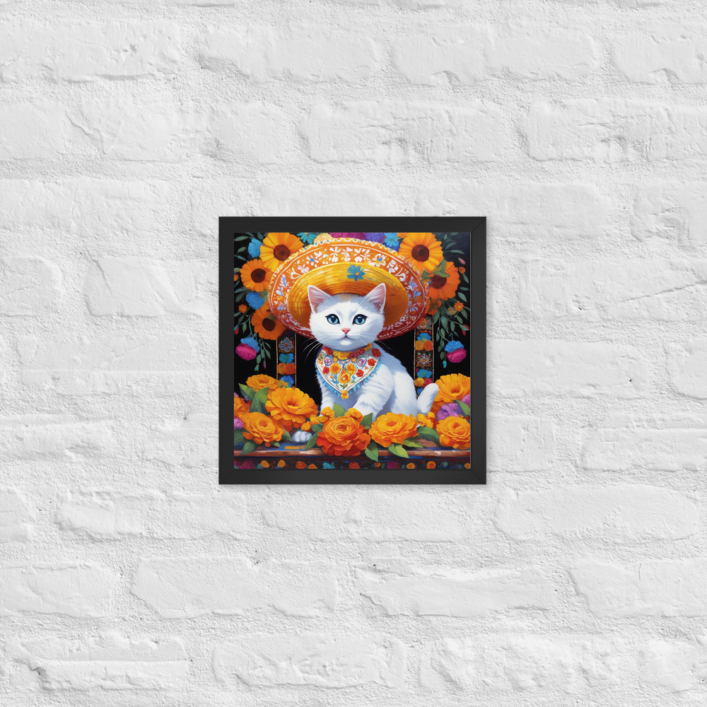 PugMug Custom White Companion Cat Framed Print