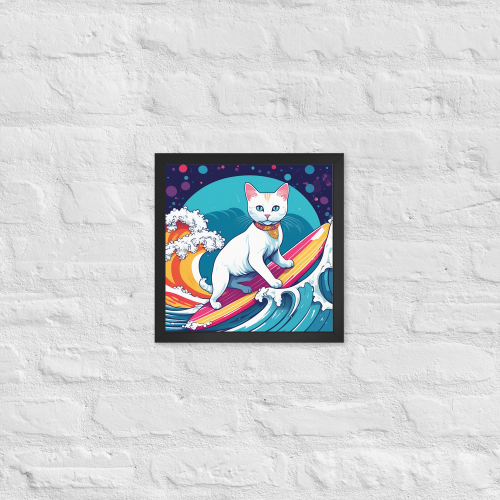PugMug Custom White Companion Cat Framed Print