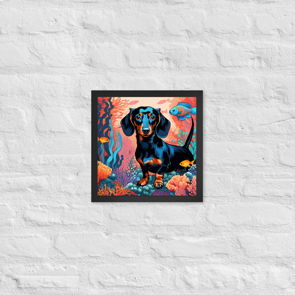 PugMug Custom Black Dachshund Framed Print